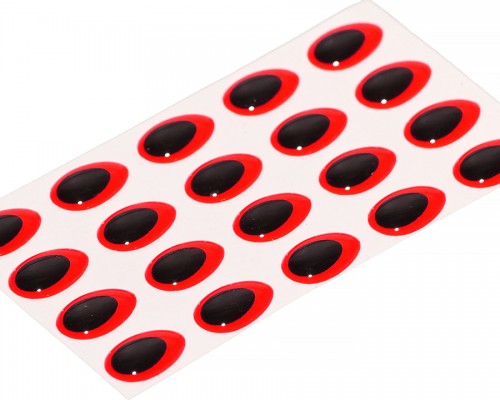 3D Epoxy Teardrop Eyes, Fluo Red, 9 mm